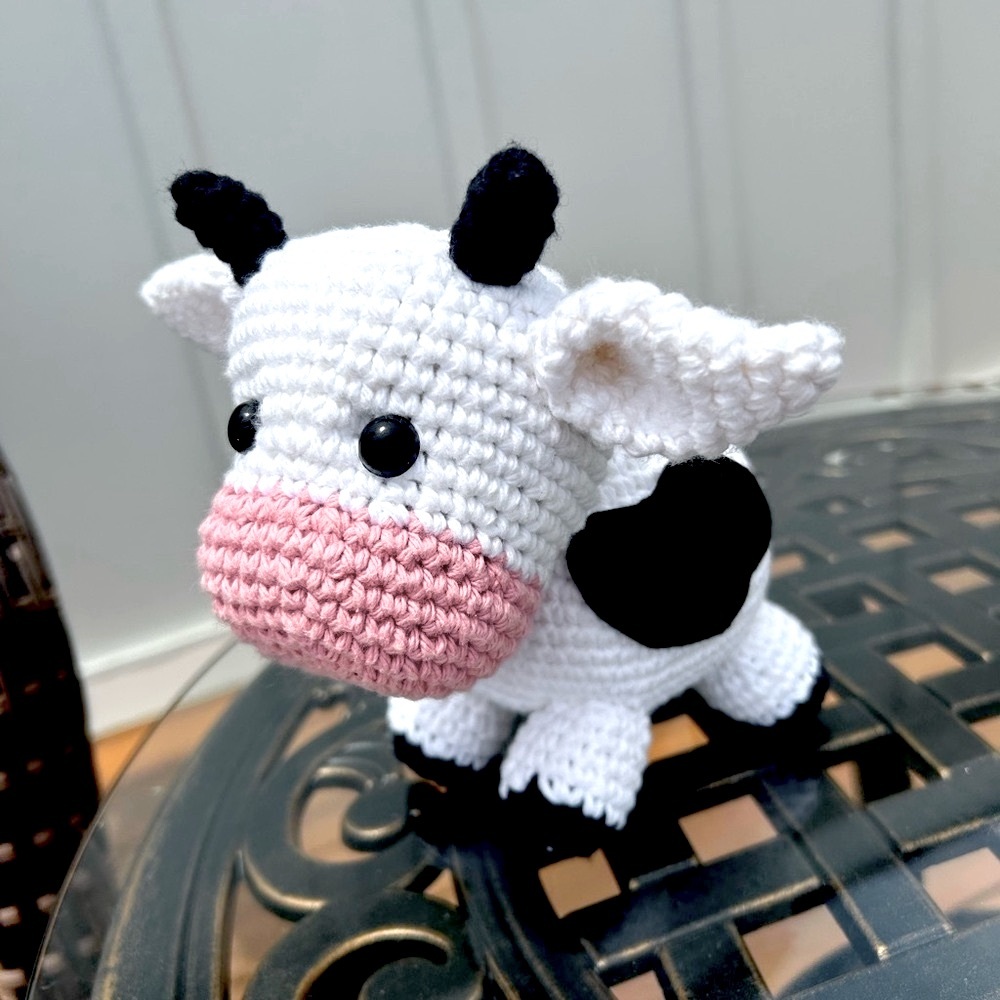 Adorable White and Black Stuffed Cow Toy